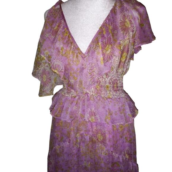Misa Los Angeles "Liv" Assymetrical Flutter Sleeve Handkerchief Hem Boho Dress - Picture 6 of 13
